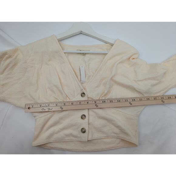 NWT Madewell Deep-V Button Front Crop Top Women's Small Babydoll NG595 - Picture 4 of 6